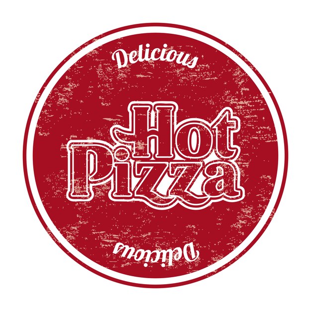 Vector hot pizza seal over white background vector illustration