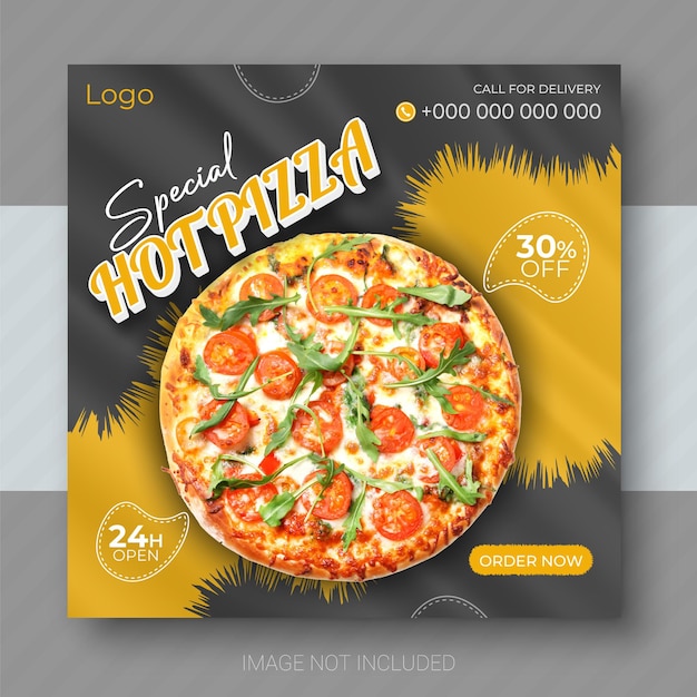 Hot Pizza Social Media Post design Template For Your restaurant
