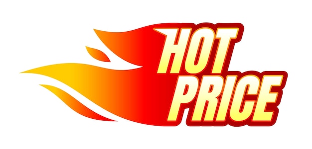 Hot price fire vector icon label isolated on white background Vector illustration