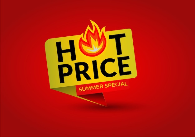 Hot price tag banner with red background