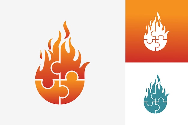 Hot puzzle logo template design vector, embleem, ontwerpconcept, creatief symbool, pictogram