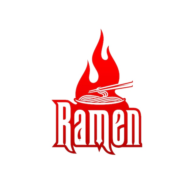 Hot ramen noodles emblem isolated icon or label