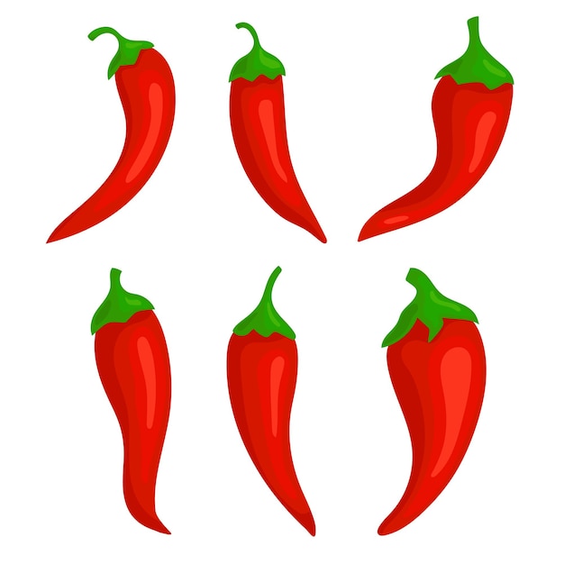 Hot red chili pepper cartoon mexican chilli or chillies illustration