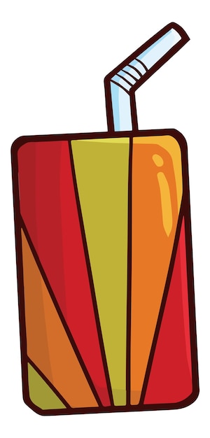 Коробка с горячим красным апельсиновым напитком, упаковывающая мультяшную иллюстрацию
