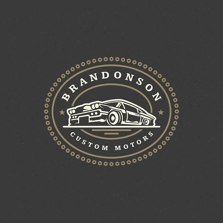 Vector hot rod auto logo sjabloon vector ontwerp element vintage stijl voor label of badge