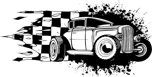 Vettore illustrazione vettoriale dell'icona stile linea dell'icona dell'auto hot rod stock dell'icona del veicolo