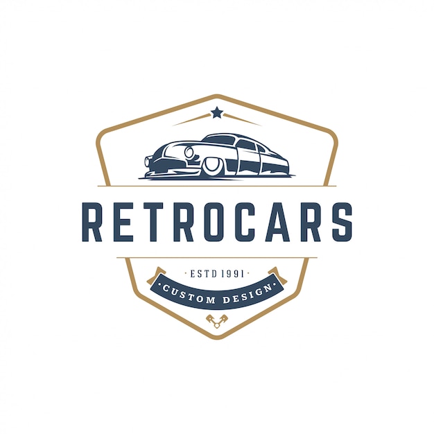 Stile vintage di hot rod car logo template element