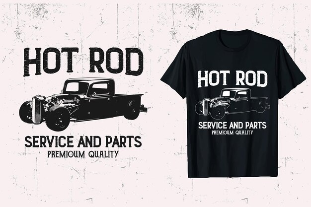 Vector hot rod car vector tshirt design custom hotrods vehicle black white background tshirt