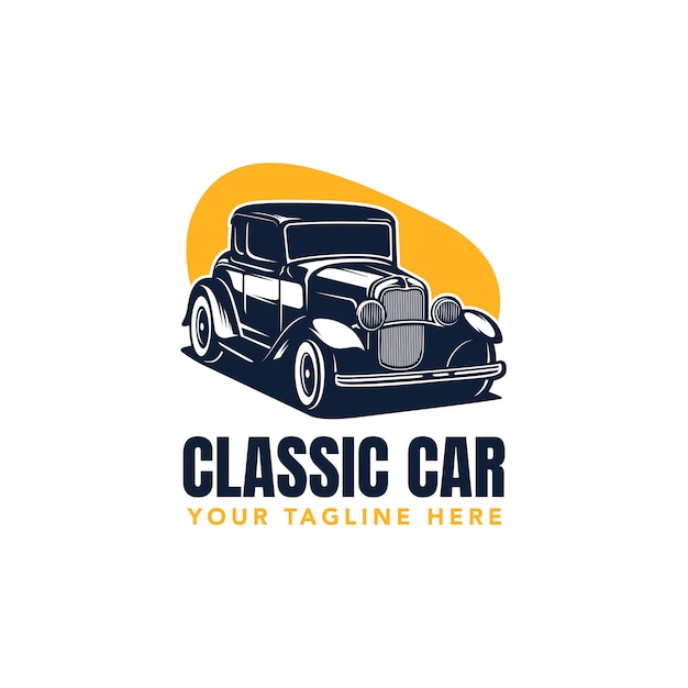 Hot Rod Classic Car Logo, векторная иллюстрация Винтаж