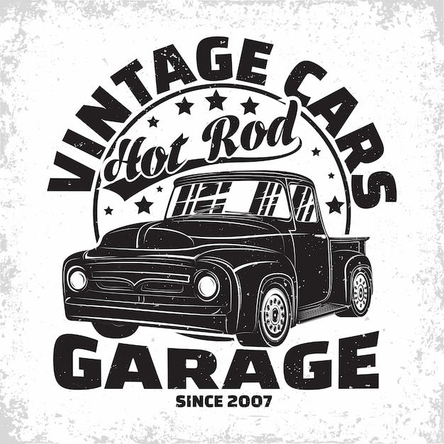 Vector hot rod garage logo design retro car garage print stamps