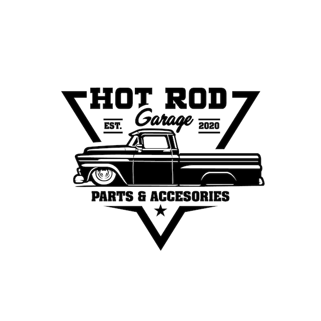 Hot Rod Garage Ready Made Logo Vector Illustratie embleem Badge Logo geïsoleerd Beste voor klassieke auto