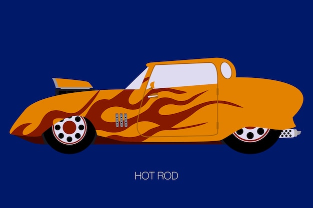 Hot rod race classic car flat design style