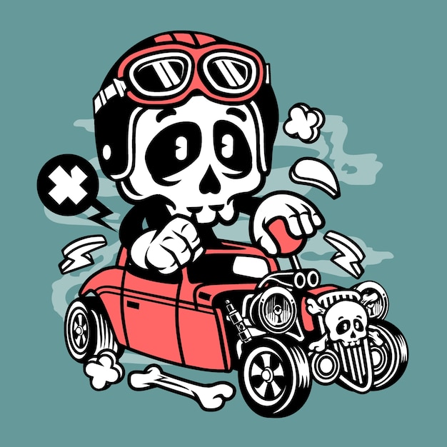 Hot Rod Skull Cartoon