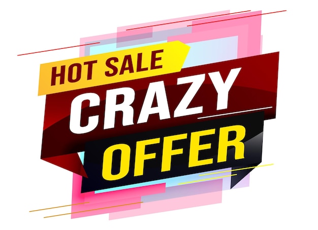 Hot sale crazy offer word concept vector illustration with lines 3d style for social media