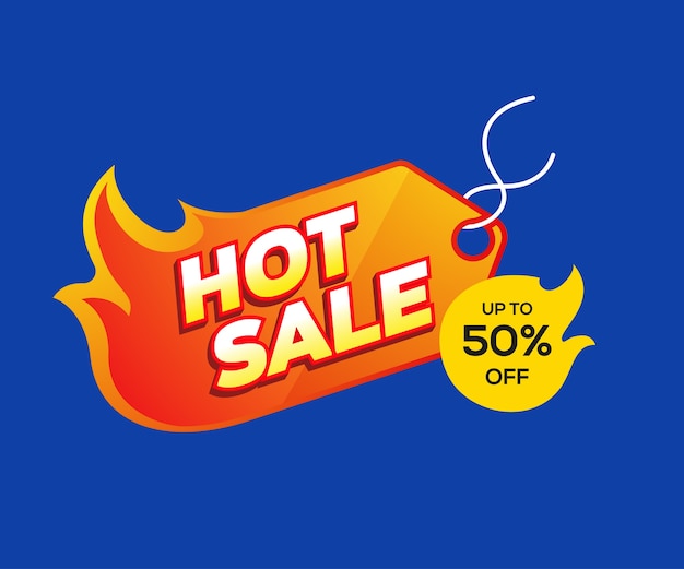 Hot sale and discount labels with a fire symbol