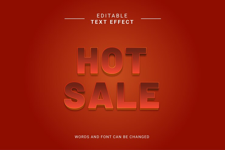Vector hot sale editable text effect with red orange color gradient