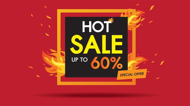 Vector hot sale fire template square banner with special sale.