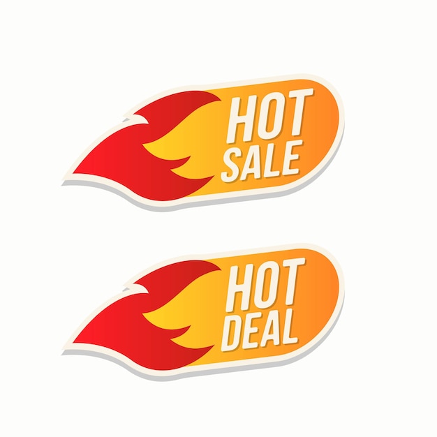 Vector hot sale and hot deal labels sticker discount promotion