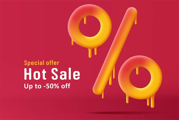 Hot sale melting percent sign 3d discount illustration