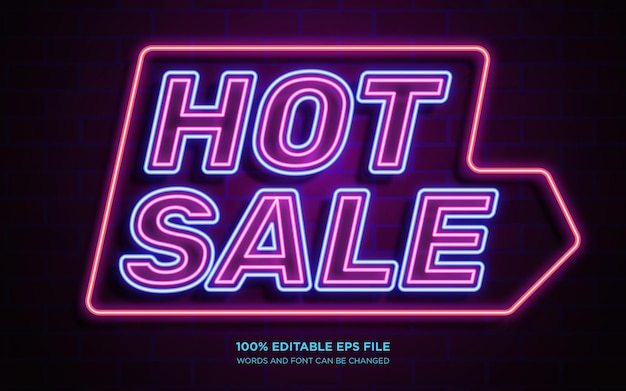 Hot sale, neon glow 3d editable text style effect