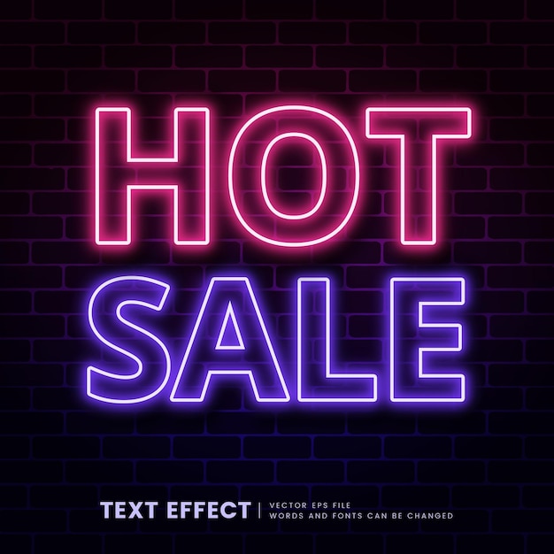 Vector hot sale text effect editable neon font style perfect for headline and title of shop promotion