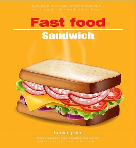 Hot sandwich realistic fast food mock up