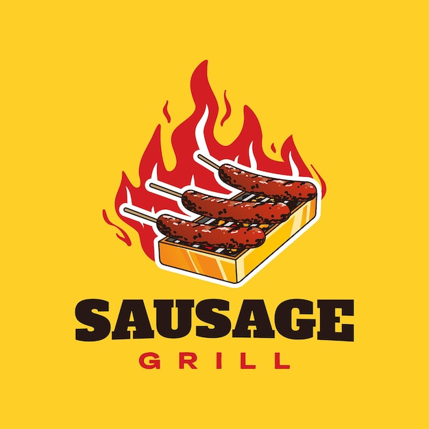 Hot sausage grill logo