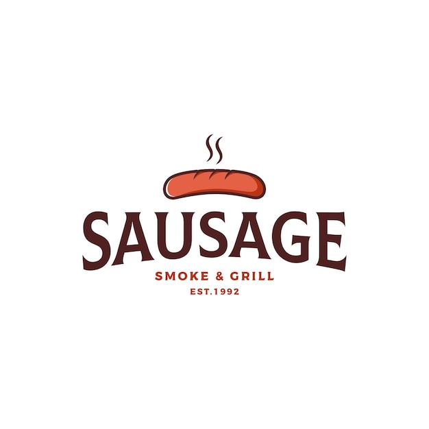 Vector hot sausage vintage logo design vector illustration