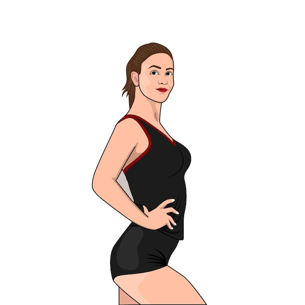 Hot sexy girl body fitness flat cartoon vector illustration