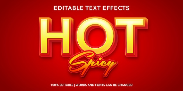 Редактируемый текстовый эффект в стиле 3d Hot Spicy