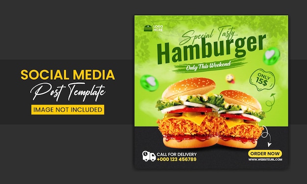 Hot and spicy burger social media template