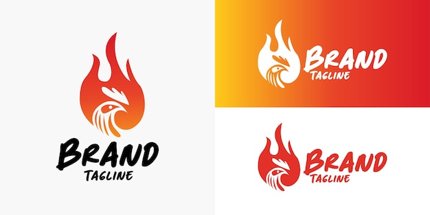 Hot Spicy Chicken Food Restaurant Logo Design Vector Template for Brand Business Company