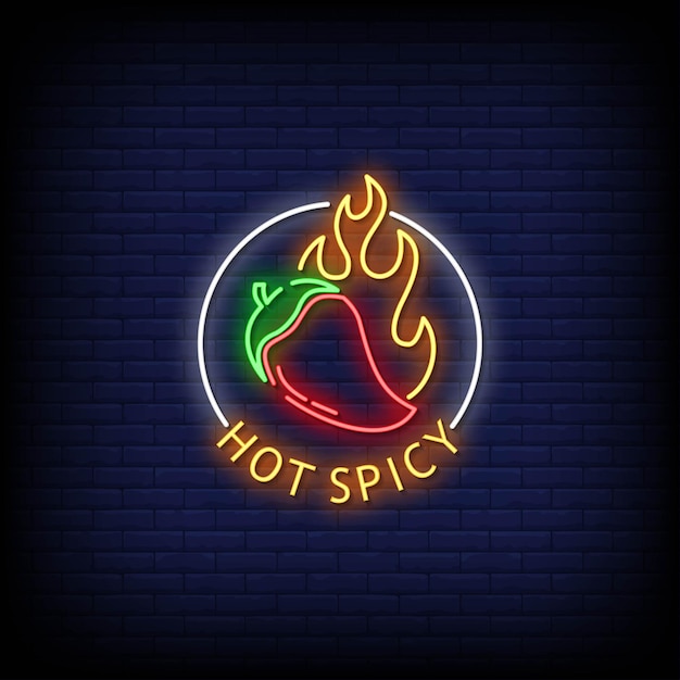 Hot spicy neon signs style text