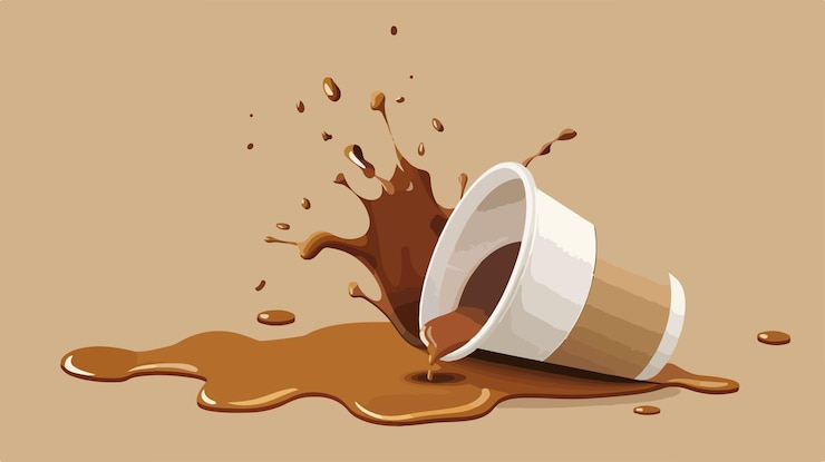 Vector hot spilled coffee paper cup vector illustration