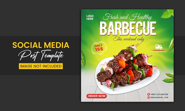 Hot steak bbq flyer en social media instagram post concept template