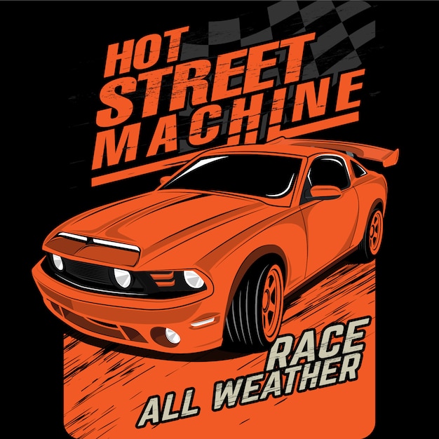 Macchine hot street, illustrazioni vettoriali auto