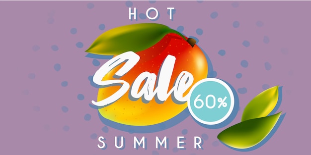 Vector hot summer sale banner with mango