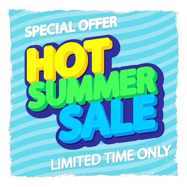 Hot summer sale poster design template or banner for shop and online store vector illustration