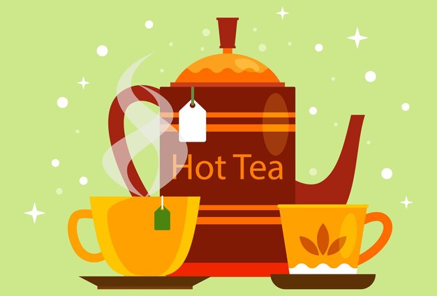 Hot Tea Concept Illustratie Stijlvol en Prachtig