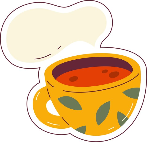 Vector hot tea cup sticker