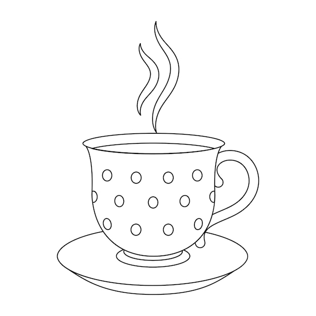 Икона горячего чая в стиле арт-линии Чашка с блюдцем
