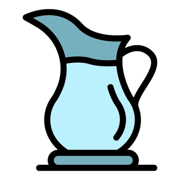 Hot tea jug icon Outline hot tea jug vector icon color flat isolated