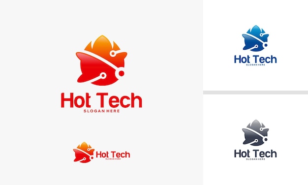 Hot technology logo ontwerpen concept, brand en technologie logo symbool