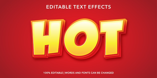 Vector hot text  style editable text effect