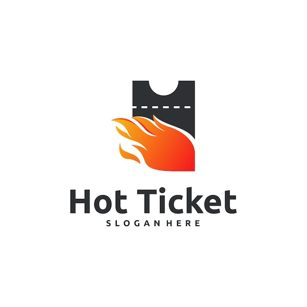 Hot ticket logo ontwerpen concept vector fire ticket logo sjabloon