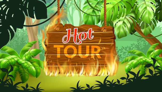 Cartello di hot tours nella giungla.