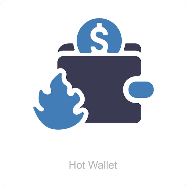 뜨거운 지갑과 지갑 아이콘 개념