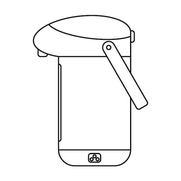 Иллюстрация контура чайника с горячей водой на белом фоне каракули