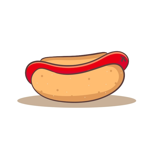 Hotdog cartoon flat style Fast food concept design Isolated white background