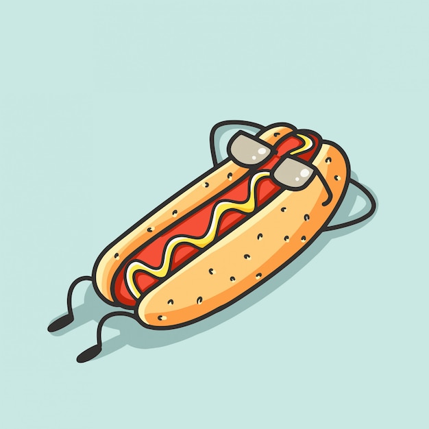 Vector hotdog cartoon relax